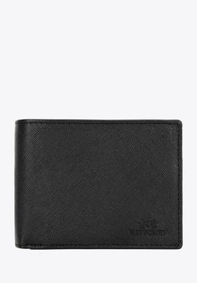 Portfel męski skórzany o fakturze saffiano czarny Wittchen