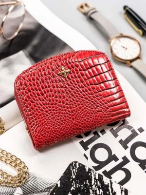 Portfel-portmonetka damska czerwona ze skóry ekologicznej - Milano Design