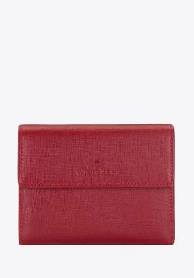 Portfel skórzany o fakturze saffiano mały czerwony Wittchen
