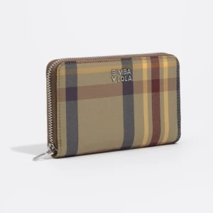 Portfel średni żakard tartan khaki burgund BIMBA Y LOLA