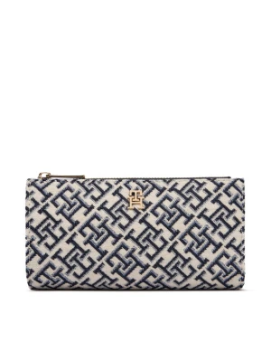 Portfel Tommy Hilfiger Th Icon Long Bifold Jacquard AW0AW19003 Niebieski