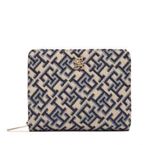 Portfel Tommy Hilfiger Th Icon Med Za W/ Flap Jacquard AW0AW18759 Niebieski