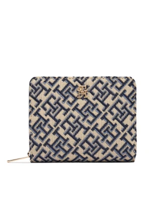 Portfel Tommy Hilfiger Th Icon Med Za W / Flap Jacquard AW0AW18759 Niebieski