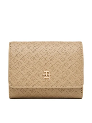 Portfel Tommy Hilfiger Th Icon Trifold Mono AW0AW18484 Beżowy