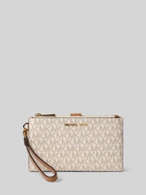 Portfel z detal z logo model 'JET SET' Michael Kors Złamany biały