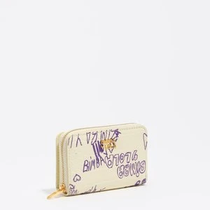 Portfel z klapą logo Bimba żółty purpurowy BIMBA Y LOLA