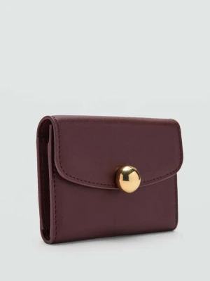 Portfel z klapką i ozdobnym guzikiem burgund - Kobieta - Rozmiar uniwersalny - MANGO