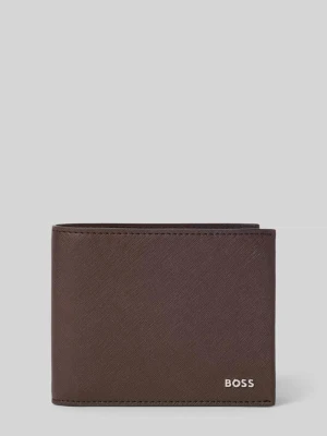 Portfel z mieszanka skóry model 'Northon_Trifold' Boss Ciemnobrązowy