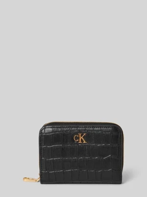 Portfel z naturalnej skóry cielęcej model ‘Croc’ Calvin Klein Czarny
