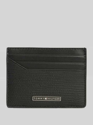 Portfel z naturalnej skóry z detalem z logo Tommy Hilfiger czarny