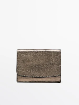 Portfel Ze Skóry Nappa - Srebrny - - Massimo Dutti - Kobieta