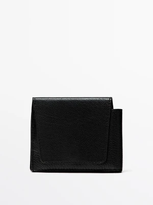 Portfel Ze Skóry Nappa Z Klapką - Czarny - Massimo Dutti - Male