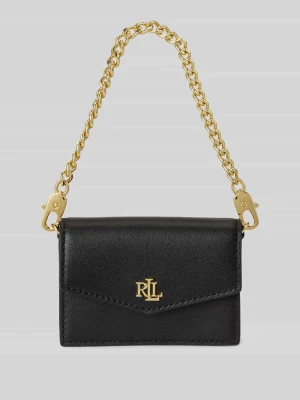 Portfel ze skóry naturalnej z odpinanym łańcuszkiem do noszenia Lauren Ralph Lauren Czarny