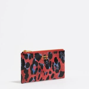 Portmonetka faktura błysk print Leopard czerwony mak BIMBA Y LOLA
