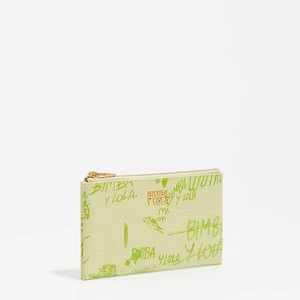 Portmonetka faktura błyszcząca print zielone logo Bimba pastelowa zieleń BIMBA Y LOLA