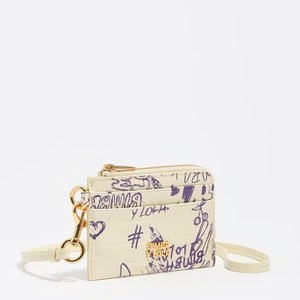 Portmonetka z etui na karty faktura błyszcząca print logo Bimba żółta purpurowa BIMBA Y LOLA