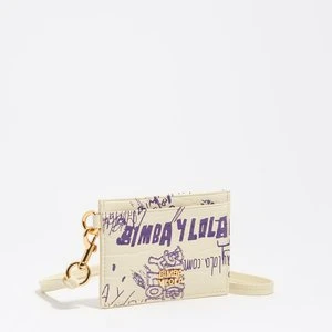 Portmonetka z etui na karty faktura błyszcząca print logo Bimba żółta purpurowa BIMBA Y LOLA