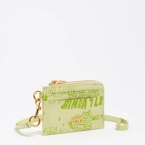 Portmonetka z etui na karty faktura błyszcząca print zielone logo Bimba pastelowa zieleń BIMBA Y LOLA