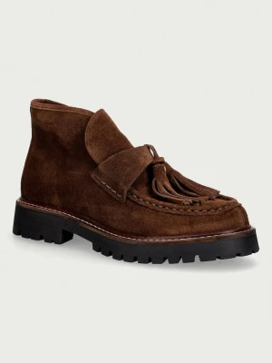 Posa botki damskie zamszowe Aosta Tassel Boot brązowy