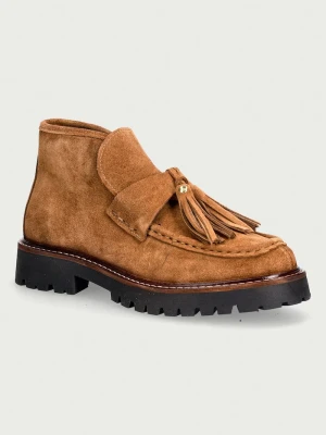 Posa botki damskie zamszowe Aosta Tassel Boot brązowy