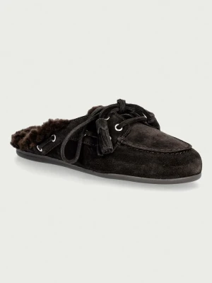 Posa kapcie damskie zamszowe Boat Loafer Mule brązowy