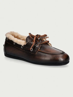 Posa loafersy damskie skórzane Boat Loafer brązowy