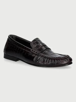 Posa loafersy damskie skórzane Penny Loafer bordowy