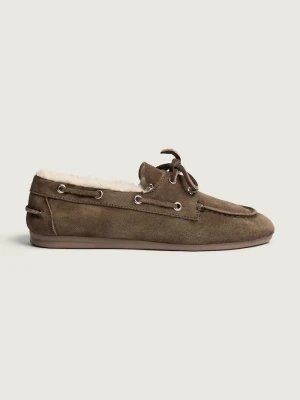 Posa loafersy damskie zamszowe Boat Loafer brązowy