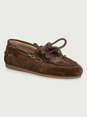 Posa loafersy damskie zamszowe Boat Loafer Prairie brązowy