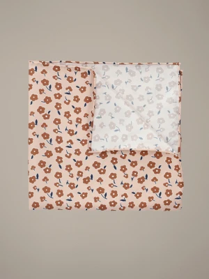 Poszetka Beżowa Jedwabna w Kwiaty Lancerto