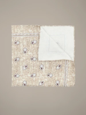 Poszetka Beżowa Jedwabna Wzór Lancerto