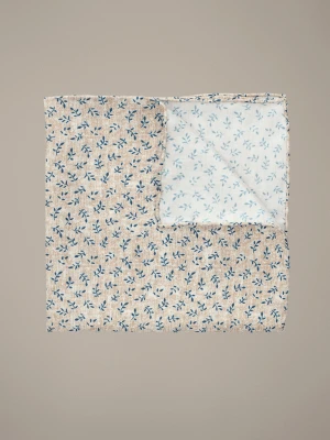 Poszetka Beżowa Jedwabna Wzór Roślinny Lancerto