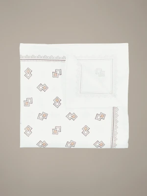 Poszetka Biała Jedwabna Wzór Lancerto