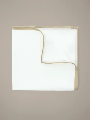 Poszetka Biało-Beżowa Jedwabna Lancerto