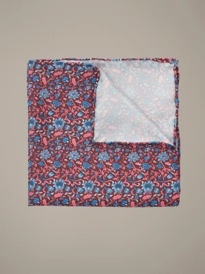 Poszetka Bordowa Jedwabna w Kwiaty Lancerto