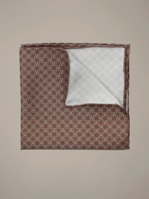 Poszetka Brązowa Jedwabna Wzór Lancerto