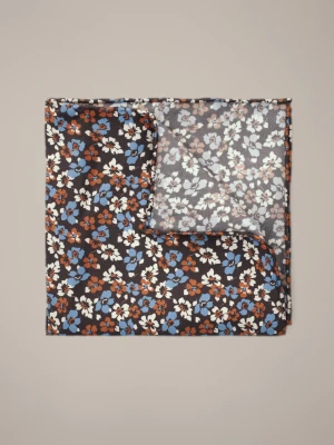 Poszetka Brązowa Jedwabna Wzór Lancerto