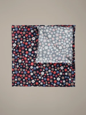 Poszetka Ciemnogranatowa Jedwabna w Kwiaty Lancerto