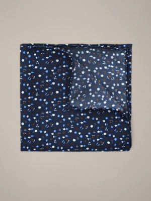 Poszetka Ciemnogranatowa Jedwabna Wzór Lancerto