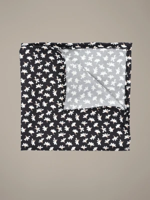 Poszetka Czarna Jedwabna w Liście Lancerto