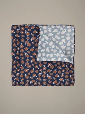 Poszetka Granatowa Jedwabna w Kwiaty Lancerto