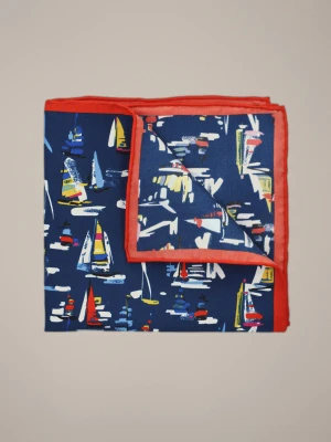 Poszetka Jedwabna Granatowo-Czerwona w Żaglówki Lancerto