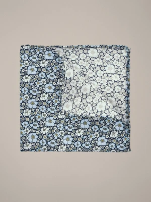 Poszetka Jedwabna Niebieska w Kwiaty Lancerto