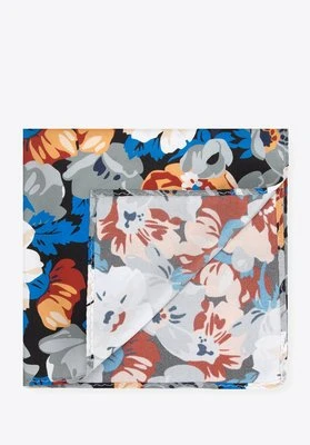 Poszetka jedwabna we wzory szaro-pomarańczowa Wittchen