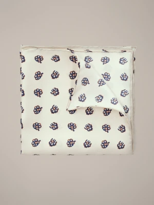 Poszetka Kremowa Jedwabna Wzór Lancerto