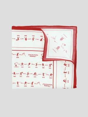 Poszetka Kremowo-Czerwona Jedwabna Wzór Unisex Lancerto