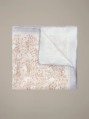 Poszetka Kremowo-Szara Jedwabna Wzór Lancerto