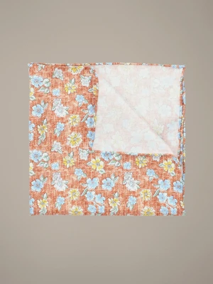 Poszetka Pomarańczowa Jedwabna w Kwiaty Lancerto