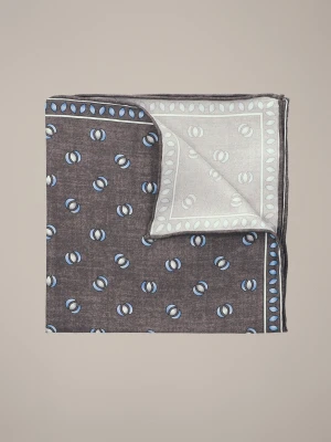 Poszetka Szara Jedwabna Wzór Geometryczny Lancerto