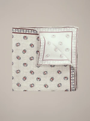 Poszetka Szara Jedwabna Wzór Geometryczny Lancerto